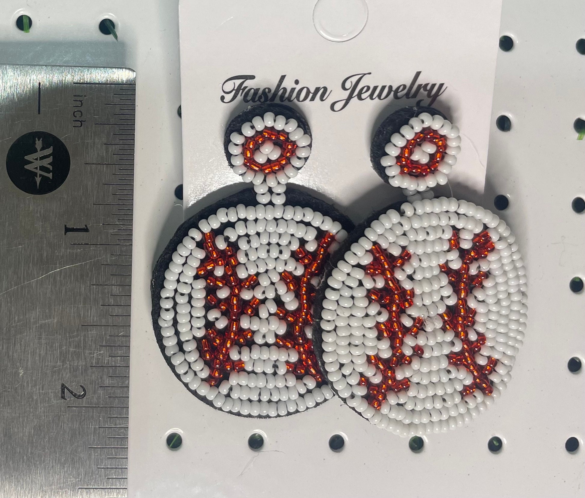 Baseball Seed Bead Earrings